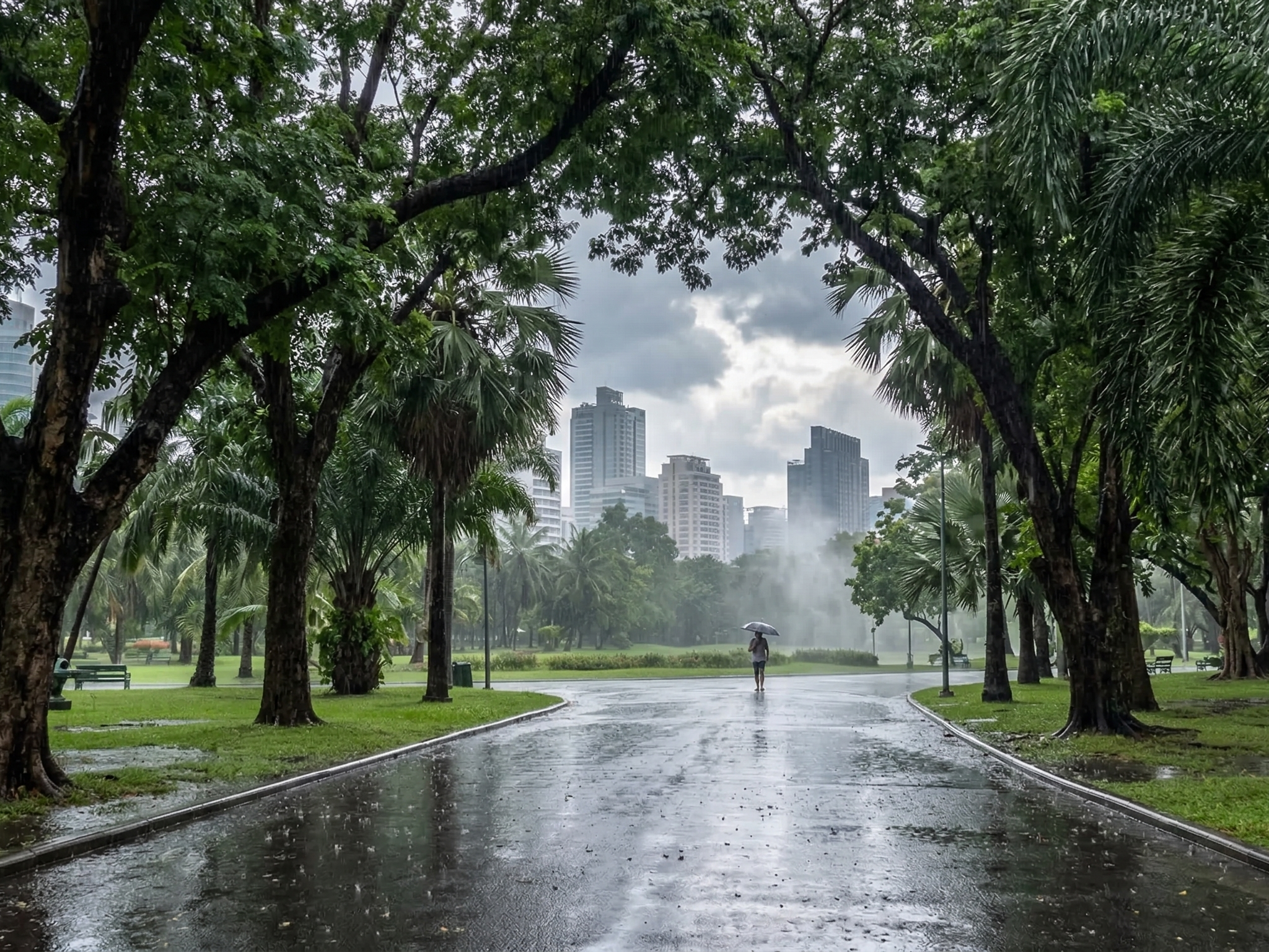 A Rainy Afternoon in Lumphini Park
