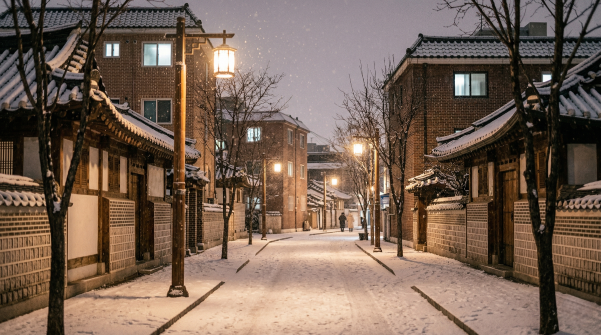 Watching Snow Fall in Seoul