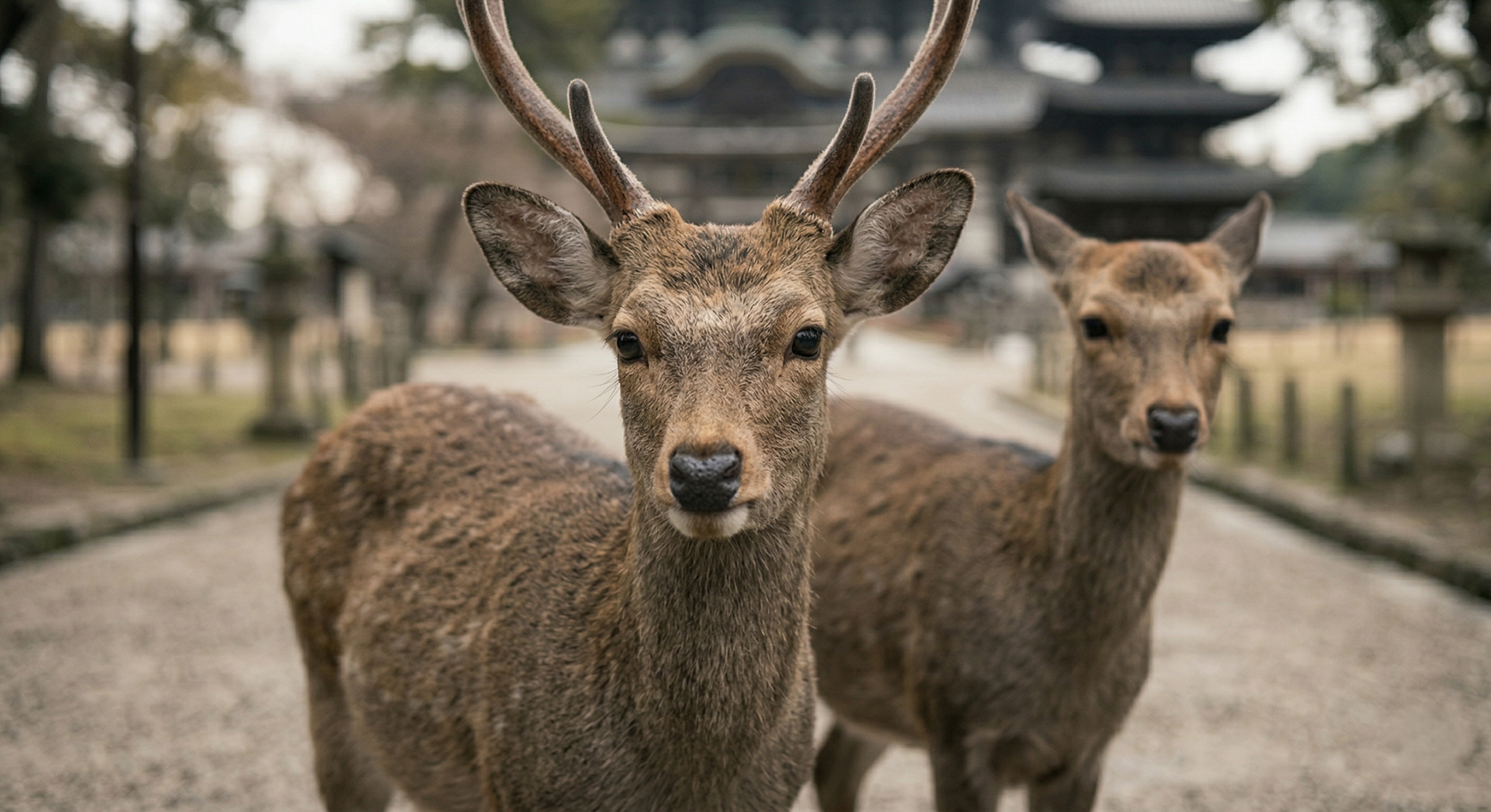 Watching the Deer in Nara for the First Time