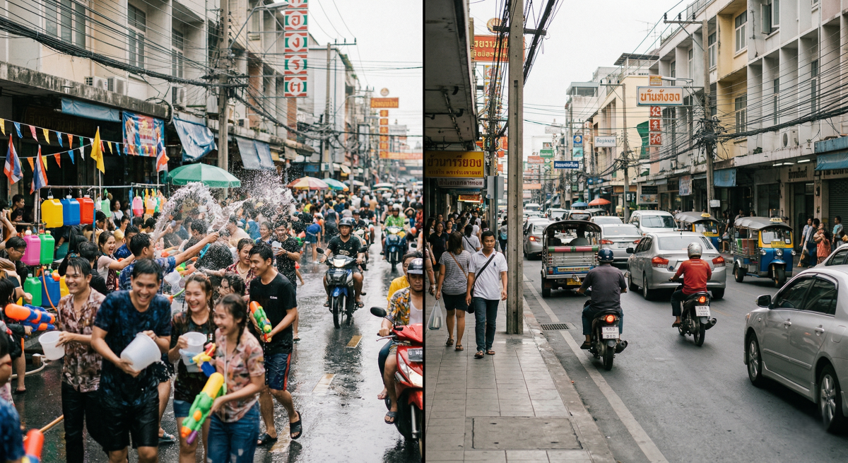 Bangkok During Songkran vs Normal Days